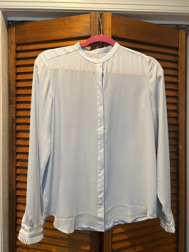 Loft Light Blue Mandarin Collar Blouse